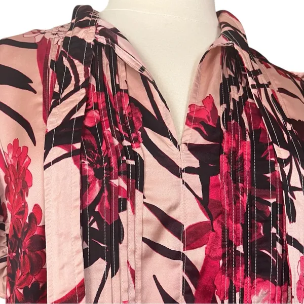 Tommy Hilfiger New Shift Dress Ruffle Tie Neck Pink Red Floral Women’s Size 16 - Image 9