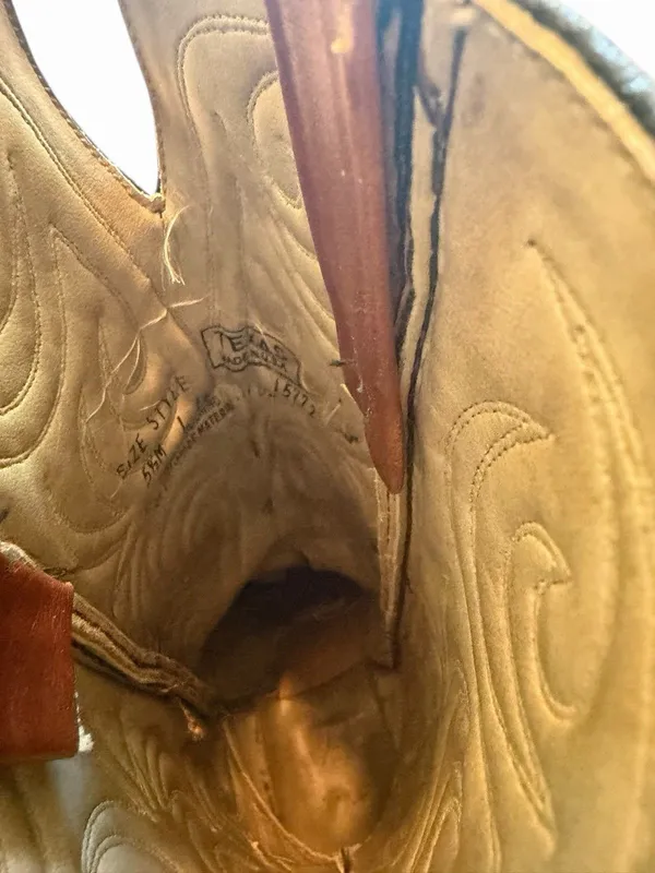 Womens Texas Brand Brown Leather Western Distressed Cowboy Boots 5.5 Made In USA - Image 8