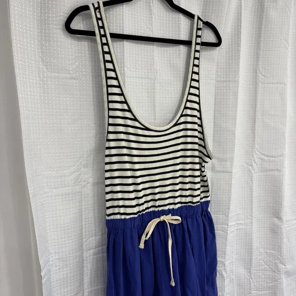Free People Jumpsuit Womens Size Small Le Plage Blue White Black Stripe NWT - Image 3