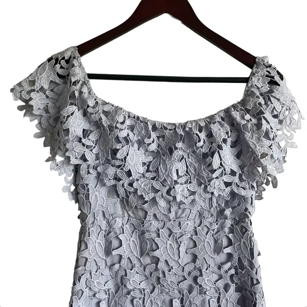ASTR Off Shoulder Lace Mini Dress S Lavender Scalloped Hem Romantic Coquette‎ - Image 5