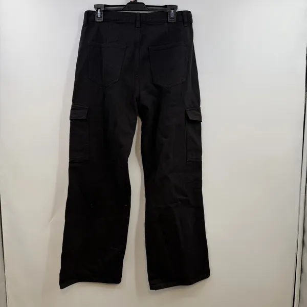 Cider Alessia Cargo Jeans L Black High Rise Wide Leg Y2K Utility NWT - Image 4
