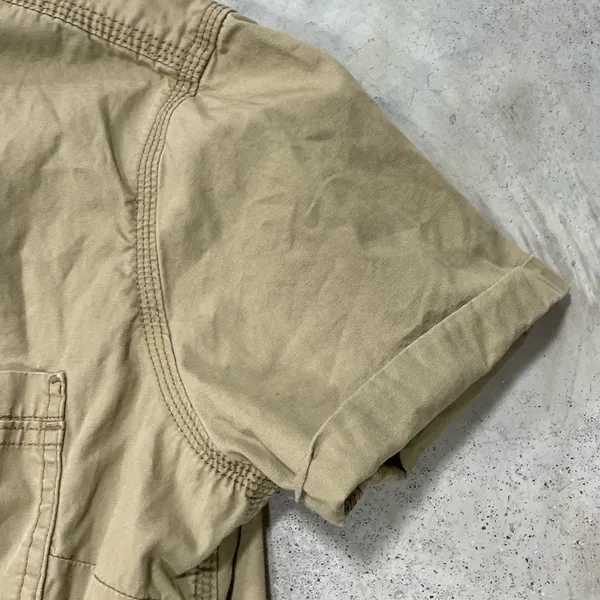 Carhartt Womens Brown Duck Short Sleeve Top Blouse Button Down Size Medium 8-10 - Image 3