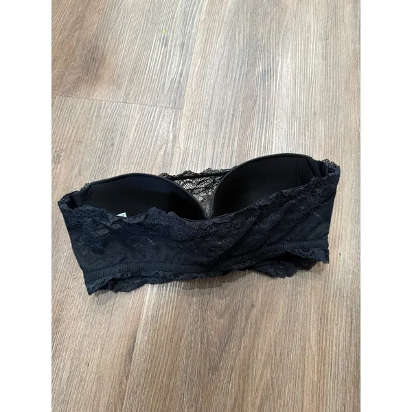 Spanx Undietectable Black‎ Floral Lace Bandeau Bra Strapless Wireless Large L/G - Image 3