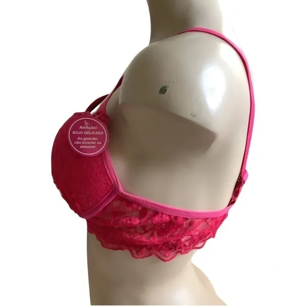 Massam Size Large Hot Pink Lace Underwire Bra. Made in Brazil New with Tags. - Image 2