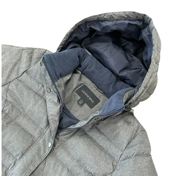 Lands' End Heather Blue Puffer Coat Hooded Winter Jacket 80% Down Gorpcore - Image 2