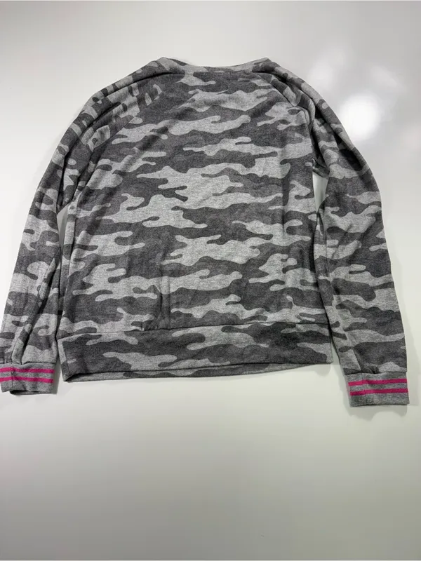 PJ Salvage Gray Camo Pullover with Pink-Trim Cuffs Super Soft - Image 8
