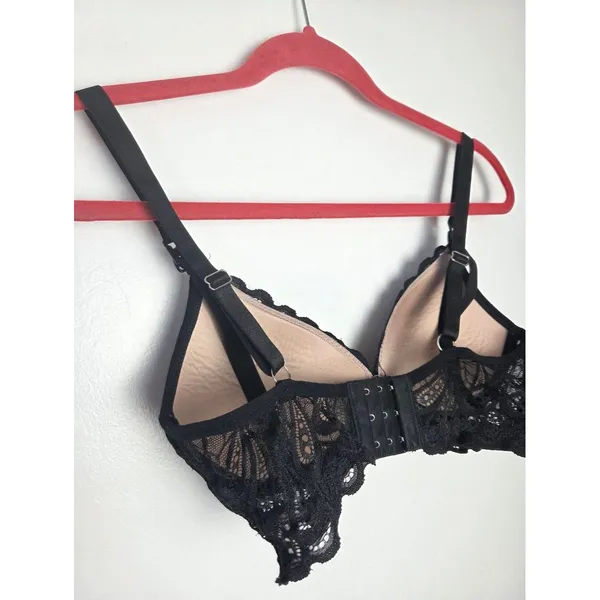 Black Lace Nursing Bra Wireless 34 B Small Chest Breastfeeding - Image 5
