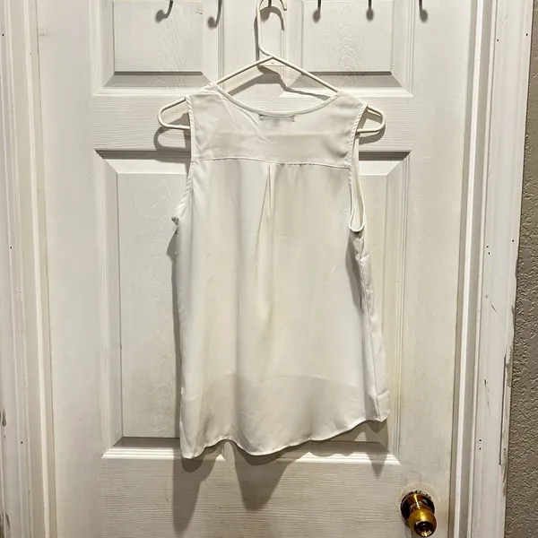 NWT Sweet Rain Womens White Sleeveless Sequin Peter Pan Collar High Low‎ Top L - Image 5