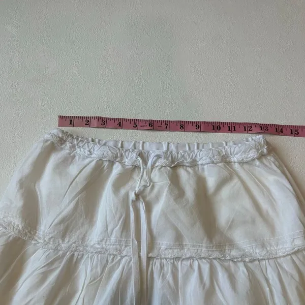 Abercrombie Lace Trim Mini Skirt White Cotton Small Boho Feminine - Image 5