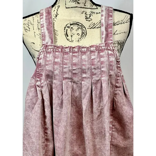 Free People Marina Denim Babydoll Crop Top Distressed Purple XL - Image 10
