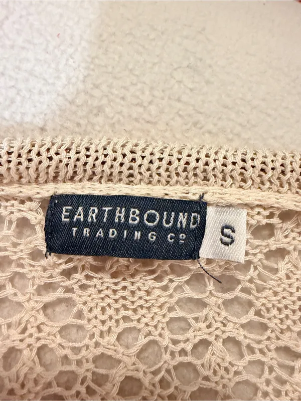 Earthbound Cream Crochet Open-Front Women's Sweater Cardigan - Image 3