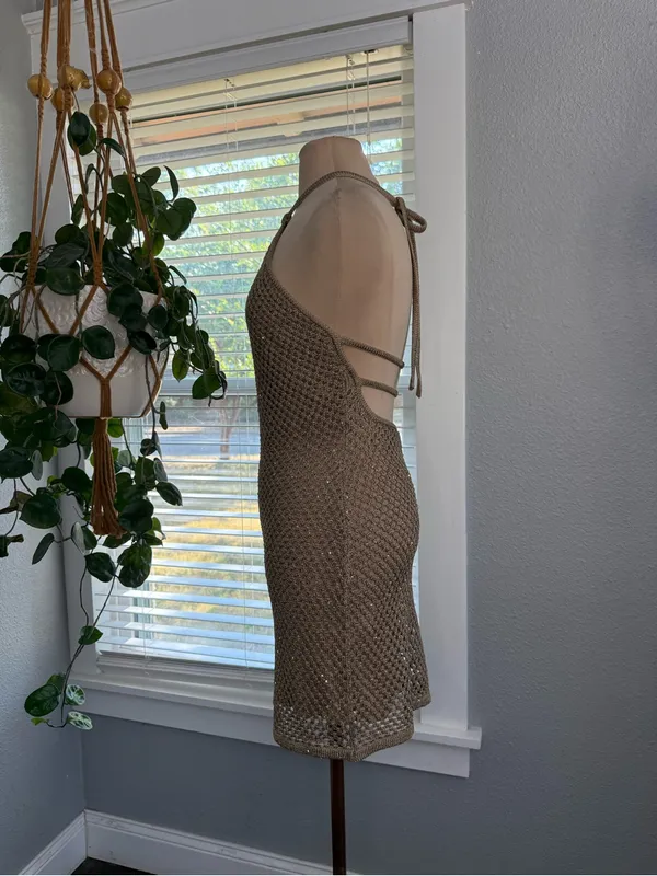 Significant Other Siena Mini Dress Size 2 Halter Crochet Knit - Image 5