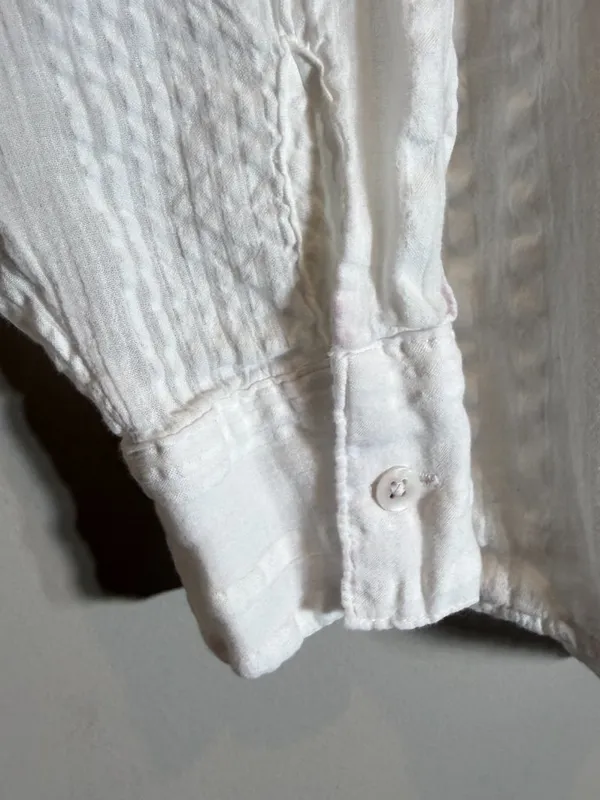 Aerie Striped Oversized Button Up Shirt Women's XS White Sheer Flowy Minimalist - Image 8