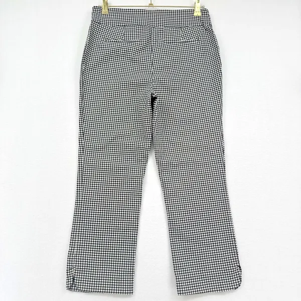 Autres Filles Houndstooth Pants Women M Black White Cropped Flare Stretch - Image 2