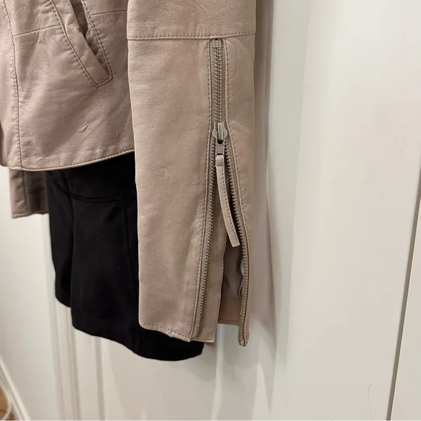 Free People Cool and Clean Faux Leather Moto Jacket 0 Pink Sand Biker Boho Chic - Image 6