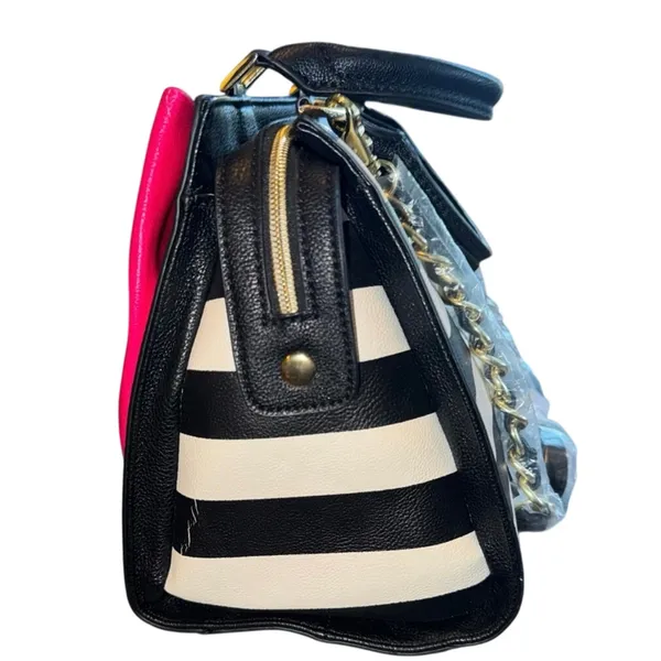 BETSEY JOHNSON Curtsy Stripe Structured Satchel BM19315 New with Tag MSRP $118 - Image 4