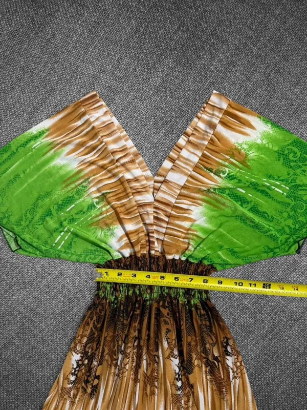 Green And Brown Patterned Maxi Dress Size M - Image 6