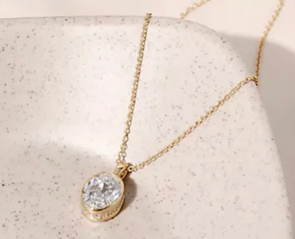 Diamonique Necklace Gold - Image 3