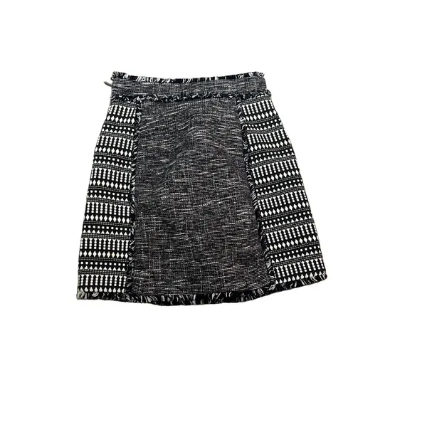 French Connection Tweed Skirt Women’s Black/White Fringe Mini Size 2 Twee Preppy - Image 6