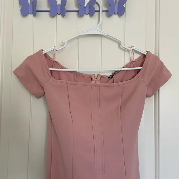 NEW ZARA women’s light‎ pink off shoulder bodycon back slit maxi dress XS - Image 2