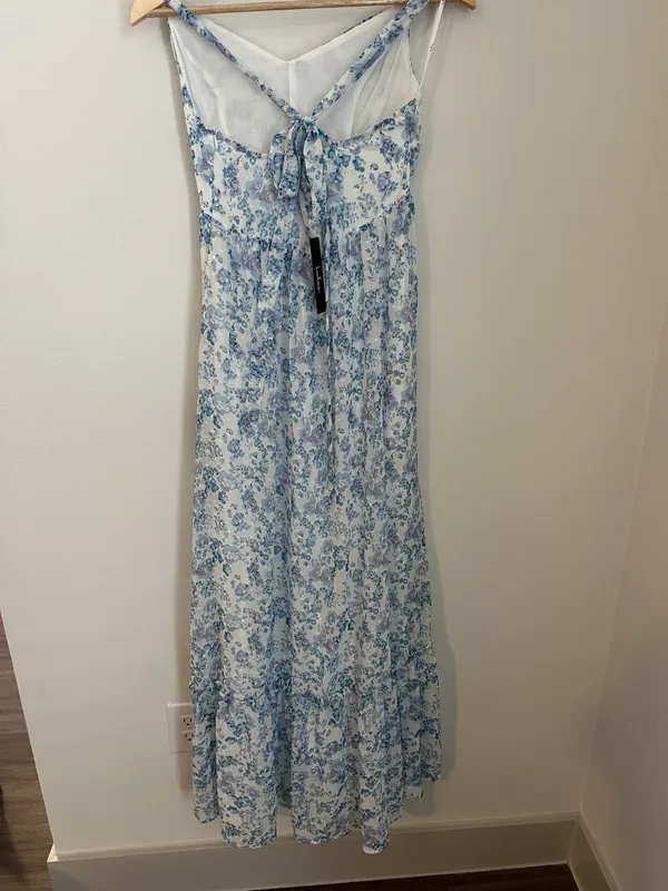 Lulus My Story White Floral Tie-Back Maxi Dress - Image 5