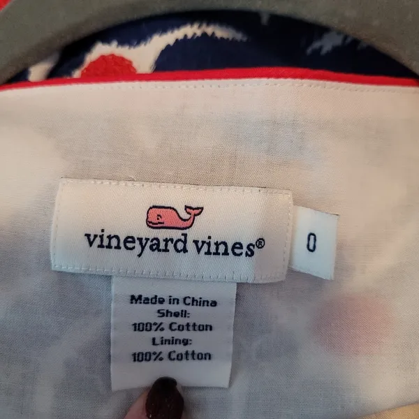 Vineyard Vines Red, White, and Blue Whale Tail Tile Embroidered Dress - Image 6
