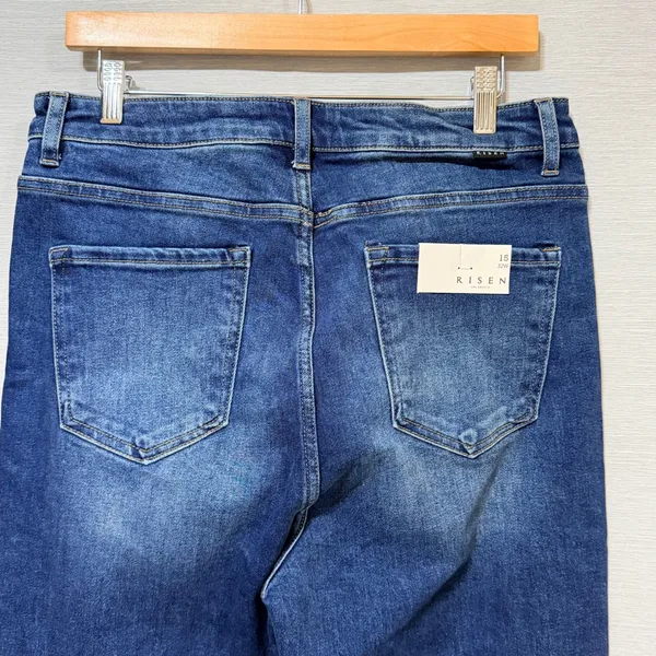 Risen Jeans Womens High Rise Skinny Dark Wash Stretch Denim RDP5556 Size 15/32 - Image 5