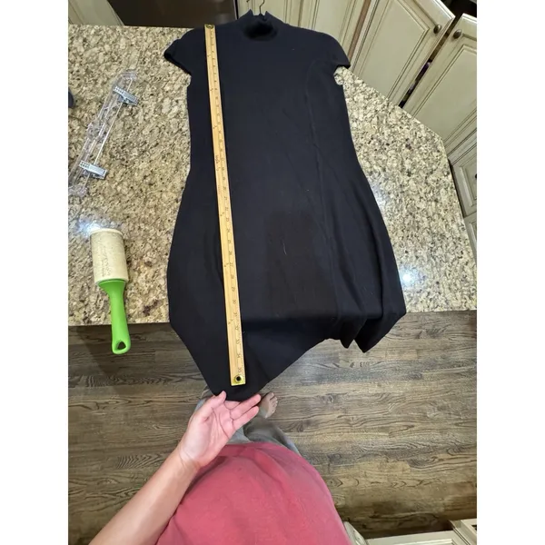 Lauren Ralph Lauren Black Knit Silk Cashmere Dress Size Medium Mock Neck Cutout - Image 9