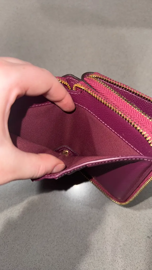 Metallic wine zip around Coach wallet - Image 5