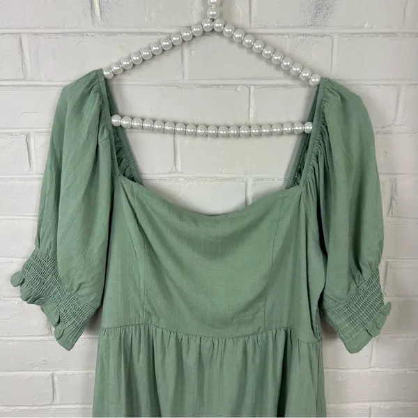 Altar’d State Green Puff Short Sleeve Dress Size L - Image 3
