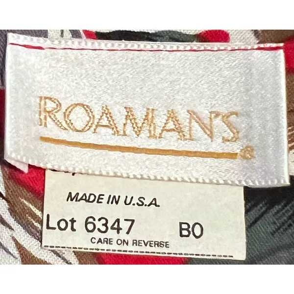 Roaman's Vintage Women's‎ Gray White Red Layered Short Sleeve Dress - Image 3