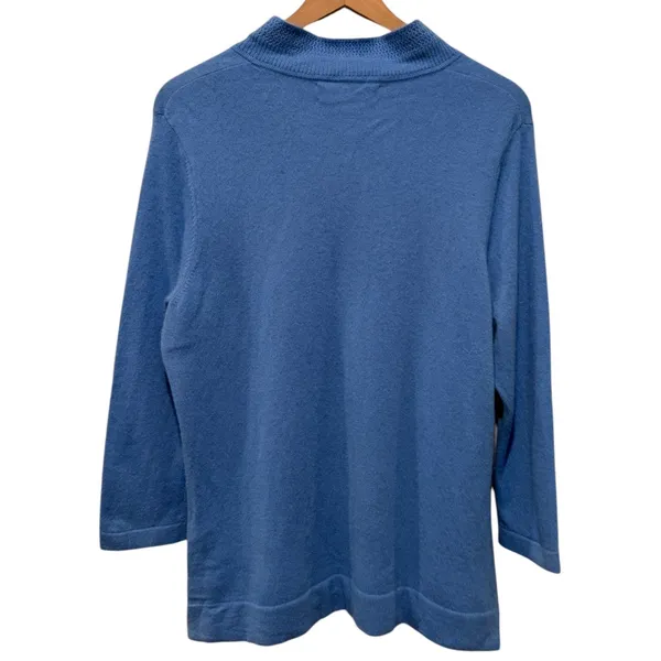Jones New York 100% Cashmere Sweater Women L Blue Pullover V-Neck Preppy Casual - Image 2