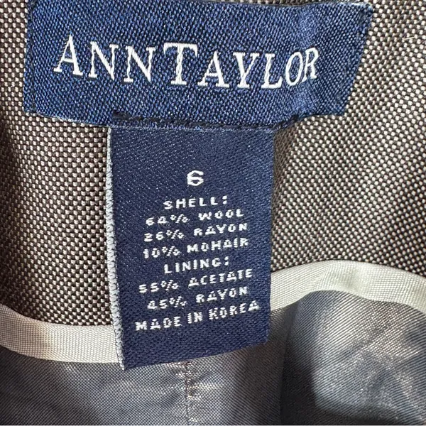 Ann Taylor Wool Blend‎ Blazer Jacket Taupe Brown Size 6 - Image 10