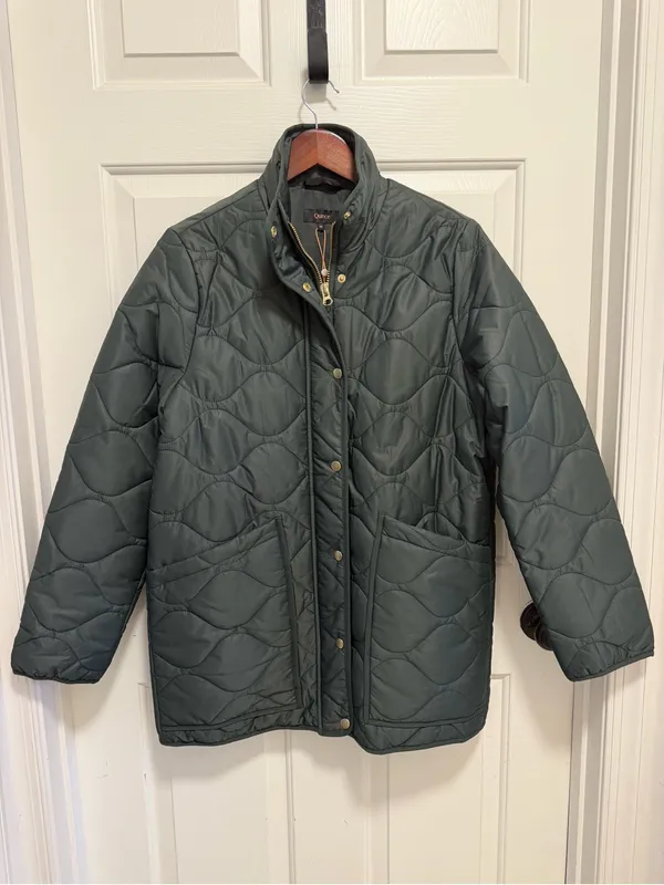 Quince Featherless Quilted Long Puffer Jacket Women’s Verdant Pine Size Medium - Image 3