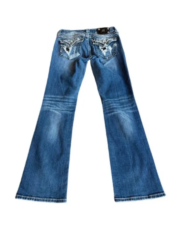 Miss Me JE544OBL Boot Dark Wash Patchwork Sequin Bootcut Jeans Size 29 Women's - Image 6