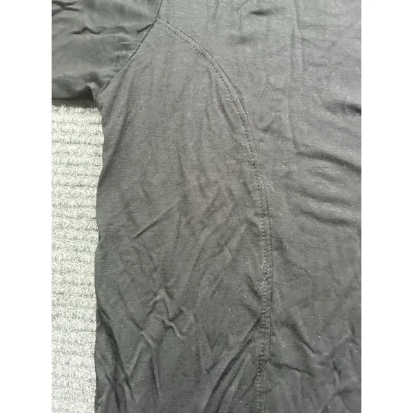 Womens Black Long Sleeve Round Neck Curved‎ Hem Viscose Blend Top Athleisure XXL - Image 2
