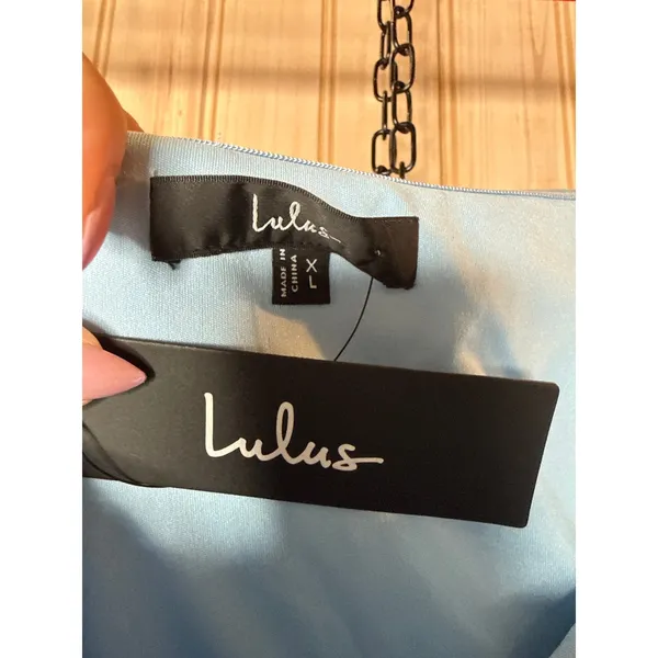 NWT Lulus Sweet Perception Light Blue Lace Strapless Tiered Mini Dress Party XL - Image 5