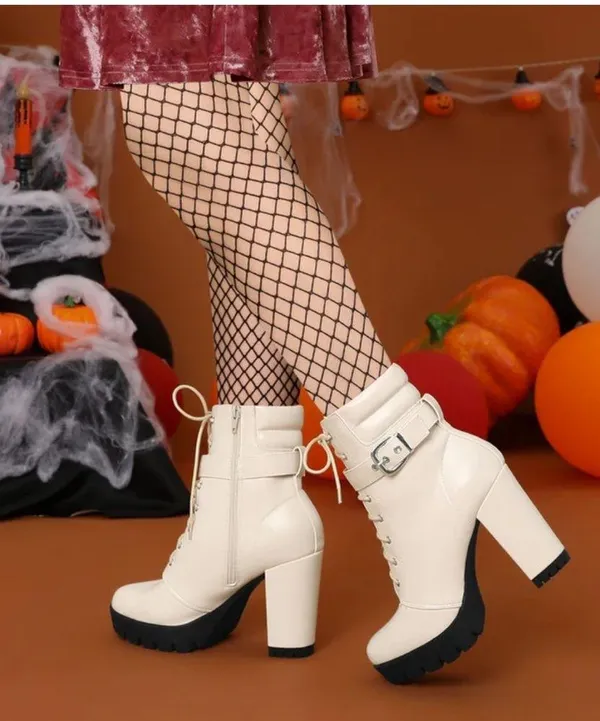 Allegra K Chunky Heel Combat Boots - Image 3