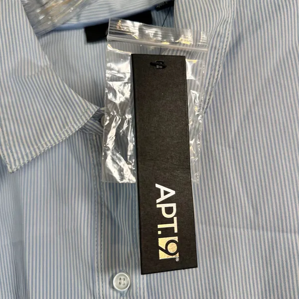 Apt 9 Womens Blue White Pinstripe Button Down‎ Shirt XL Structured Top - Image 5