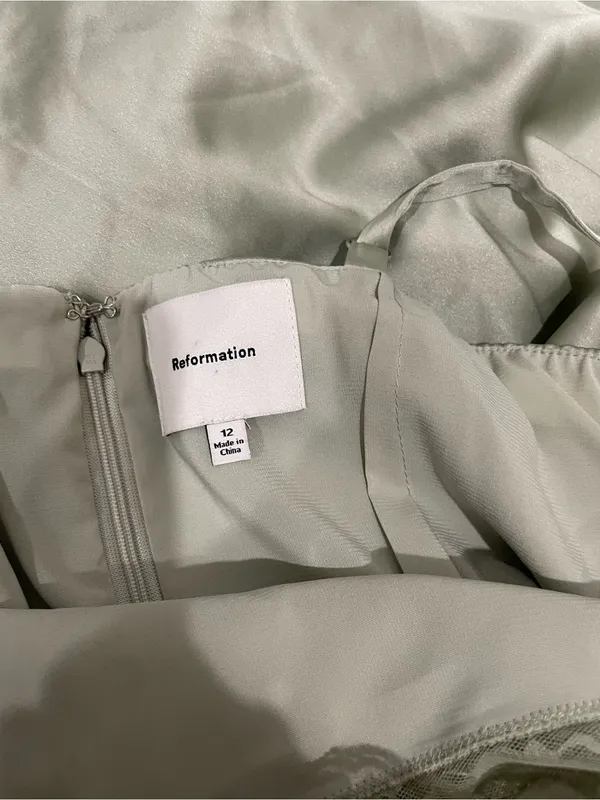 Reformation Vesper Satin Midi Dress Salvia Sage Green Cocktail Party Size 12 - Image 6