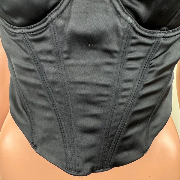 Women's White Fox Strapless Corset Bustier Longline Bra Top Sz Medium Black - Image 8