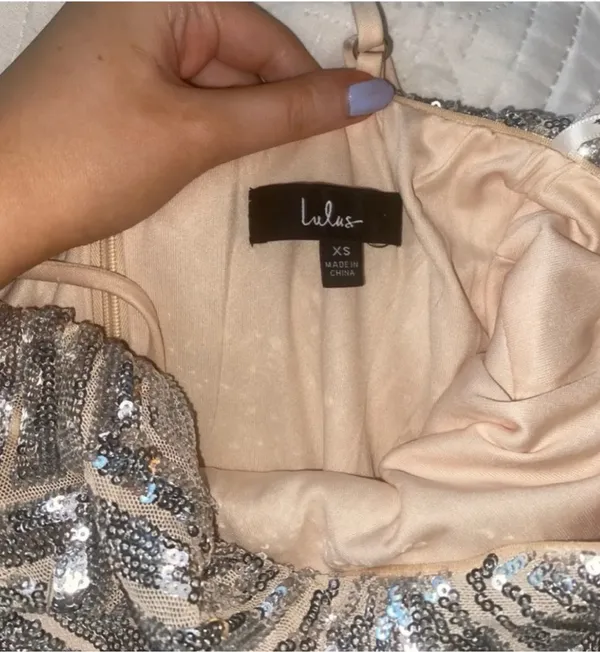 Lulus Silver Sequin Dress - Image 5