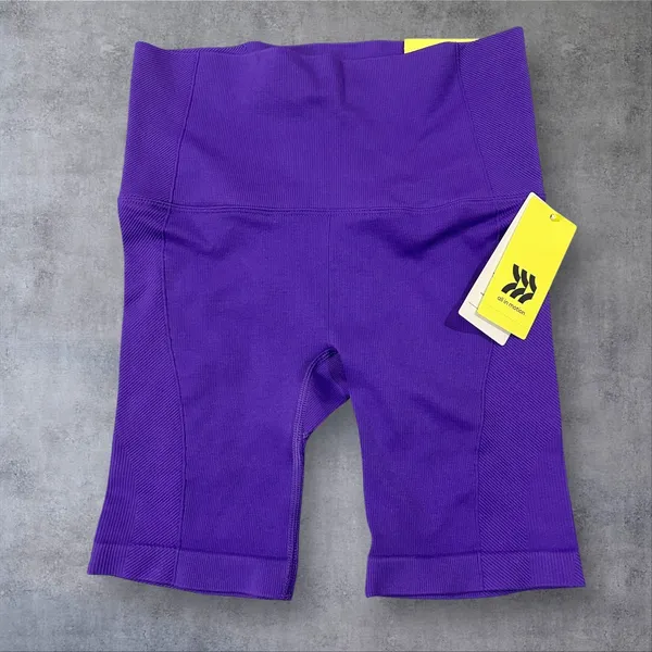 NEW All in Motion Shorts‎ Tank Top Set Women S Purple Ribbed High Waisted Crop - Image 4