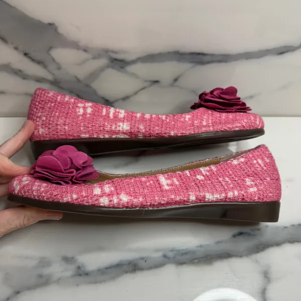 Aerosoles Wmns Pink White Tweed Flower Ballet Flats Sz 8 Comfort Sophisticated - Image 7