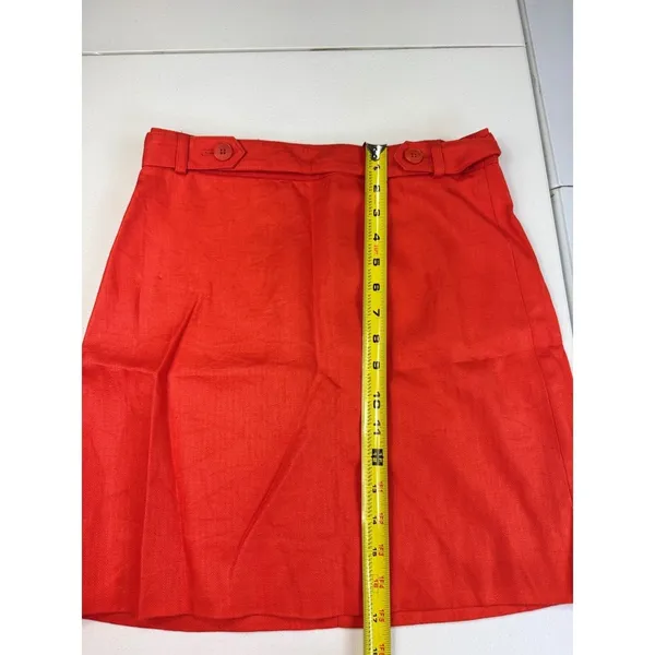 J. Crew Red Linen Skirt Size 0 Womens Mini A-Line Button‎ Accent Career - Image 3