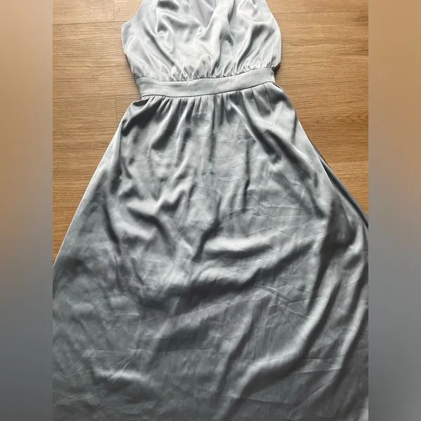 Baltic Born Silvery Blue A-Line Silky Dress - Image 5