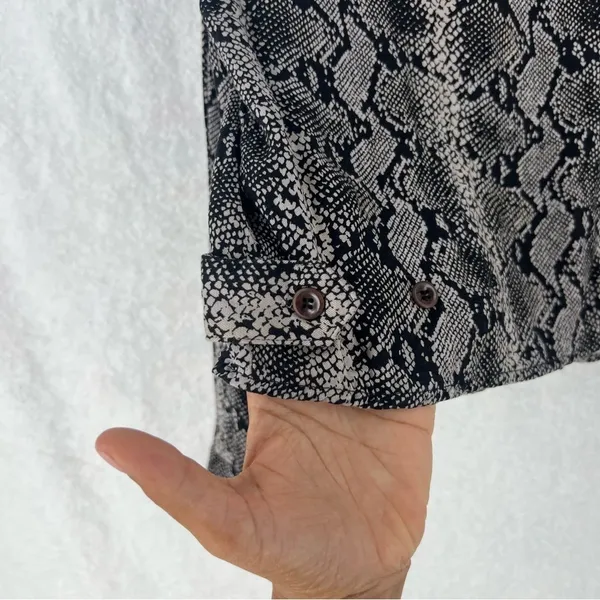 Zara Snake Print Button‎ Front Boxy Long Sleeve Button Up Top - Image 9