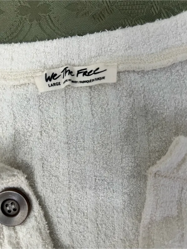 We The Free by free people Cream Ribbed Button-Front Long Sleeve Top - Image 5