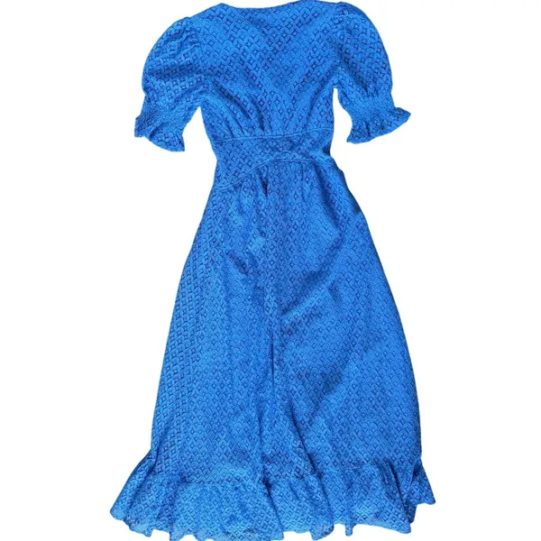 NWT Vici Cerulean Blue Lace Button Front Short Sleeve Midi Dress Cottage Whimsy - Image 4