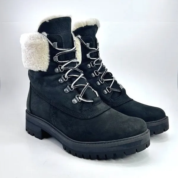 Timberland Courmayeur Valley Black Leather Lace Up Ankle Boots US 9 A1RPD Winter - Image 2